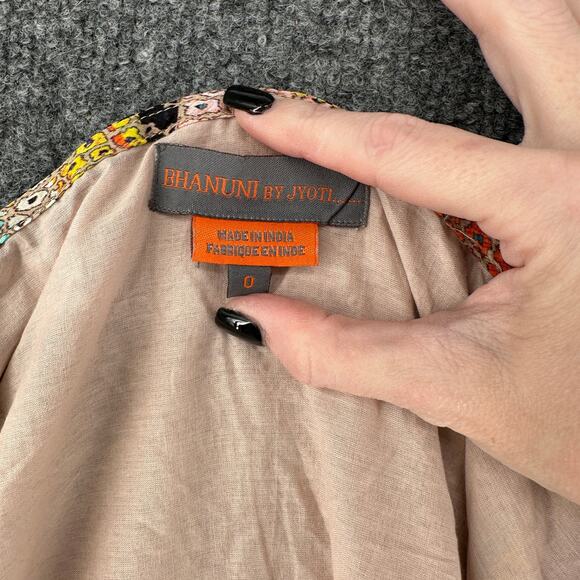 Anthropologie x Bhanuni Jyoti Floral Ruffle Duster Coverup Maxi Open Dress XS 0 - Picture 5 of 5